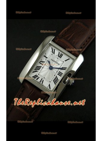 Cartier Tank Française para damas malla marrón con estuche de acero.