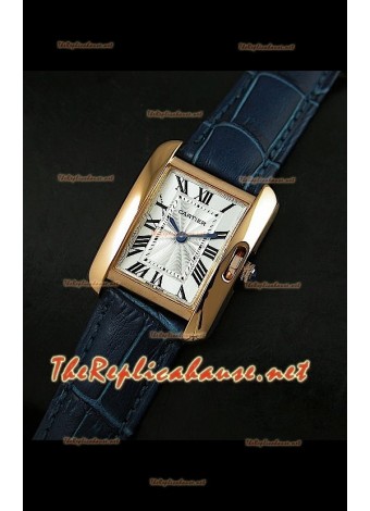 Cartier Tank Française para damas malla púrpura con estuche dorado