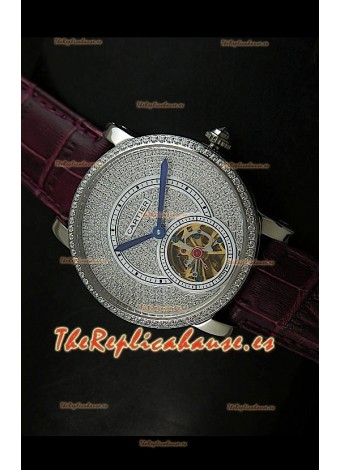 Cartier Calibre turbillón japonés con esfera de diamante malla roja
