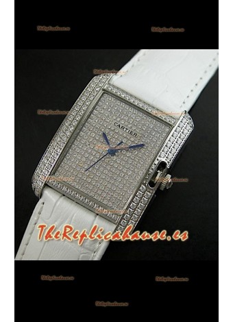 Cartier Tank para damas Réplica Cascasa de acero/Malla blanca