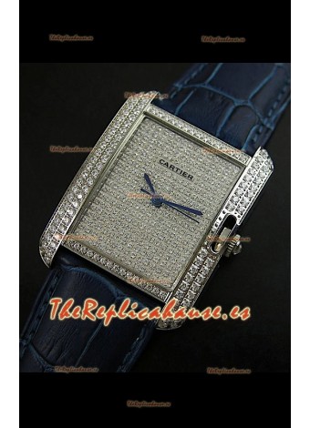 Cartier Tank Anglaise para damas Réplica Cascasa de acero/Malla púrpura