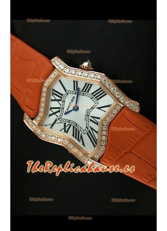 Cartier Tank Folle para damas Réplica Carcasa de oro amarillo Malla naranja 