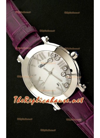 Chopard Happy Sport Reloj Japonés Señoras en Correa de Piel Púrpura