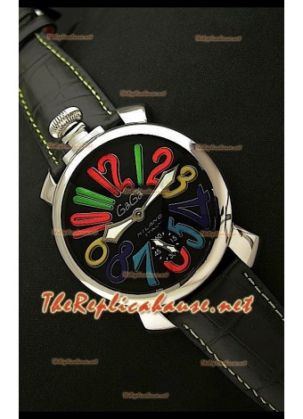 GaGa Milano Reloj Manual en Acero - 48MM  - Esfera Negra