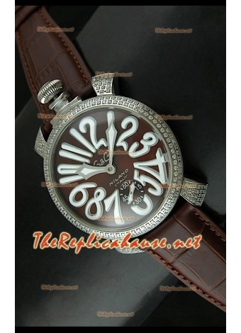 Reloj japonés GaGa Milano Manuale con esfera marrón
