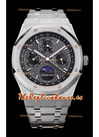Audemars Piguet Royal Oak Calendario Perpetuo Réplica Suizo Caja de Acero en Dial Gris