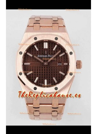Audemars Piguet Royal Oak 33MM Reloj Oro Dial Marrón - Réplica a Espejo 1:1