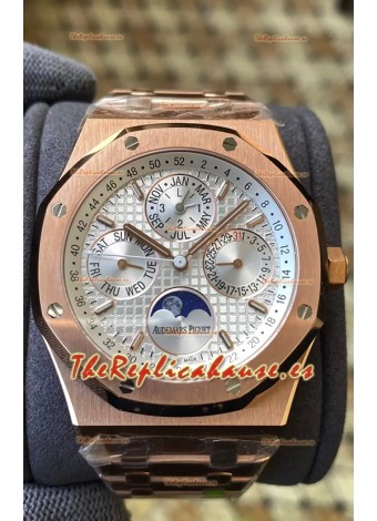 Audemars Piguet Royal Oak Calendario Perpetuo Réplica Suizo Acero 904L Caja en Oro Rosado