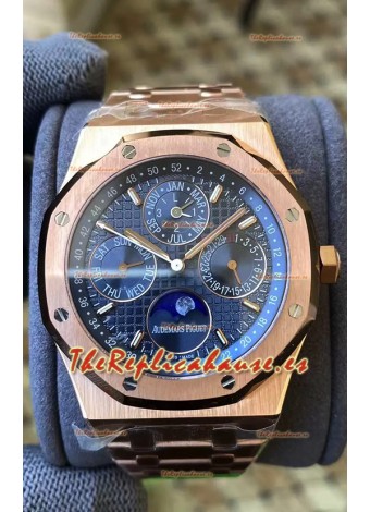 Audemars Piguet Royal Oak Calendario Perpetuo Réplica Suizo Acero 904L Caja en Oro Rosado