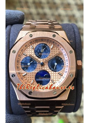 Audemars Piguet Royal Oak Calendario Perpetuo Réplica Suizo Acero 904L Caja en Oro Rosado