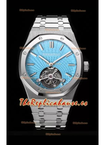 Audemars Piguet Royal Oak Tourbillon 41mm en Caja 904L - Dial de Tapicería Azul Tiffany Réplica Definitiva 1:1