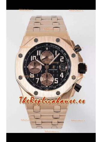 Audemars Piguet Royal Oak Offshore Dial Negro Cronógrafo Reloj Réplica a Espejo 1:1 - Oro Rosado