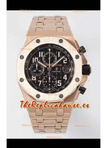 Audemars Piguet Royal Oak Offshore Dial Negro Cronógrafo Reloj Réplica a Espejo 1:1 - Oro Rosado