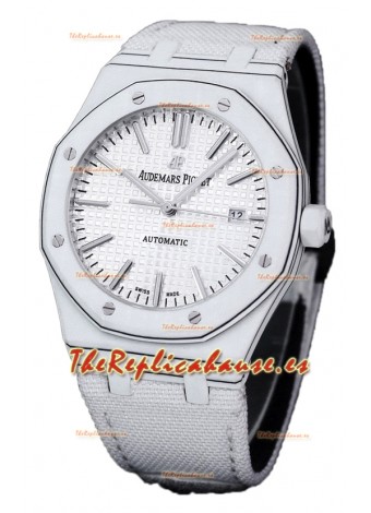 Audemars Piguet Royal Oak Ref.15400 Reloj con Caja de Carbono Forjado Dial Blanco en Réplica Espejo 1:1