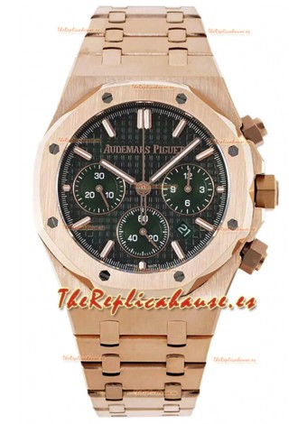 Audemars Piguet Royal Oak Chronograph Réplica Espejo 1:1 - Caja Oro Rosado Dial Verde en 41MM