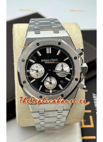Audemars Piguet Royal Oak Chronograph Dial Negro Correa Acero Reloj Réplica Suiza