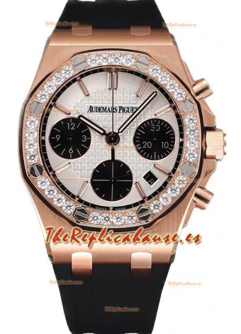 Audemars Piguet Royal Oak Offshore Oro Rosado Dial Blanco Chronograph 37MM - Reloj Réplica Suiza 