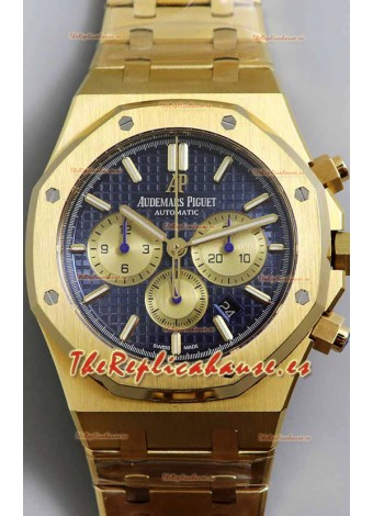 Audemars Piguet Royal Oak Chronograph Oro Amarillo Dial Azul Correa Acero Reloj Réplica Suiza
