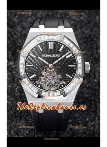 Audemars Piguet Royal Oak Tourbillon 41mm en Caja 904L - Dial Gris tipo Tapisserie Bisel en Diamantes Réplica última 1:1