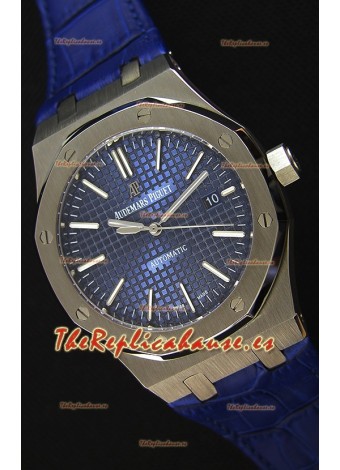 Audemars Piguet Royal Oak 41MM Dial Azul Correa de Piel - Reloj Réplica a espejo 1:1, Edición Última