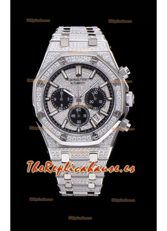 Audemars Piguet Royal Oak Reloj Réplica Suizo Cronógrafo con Movimiento de Cuarzo, Caja en Acero con Diamantes Incrustados