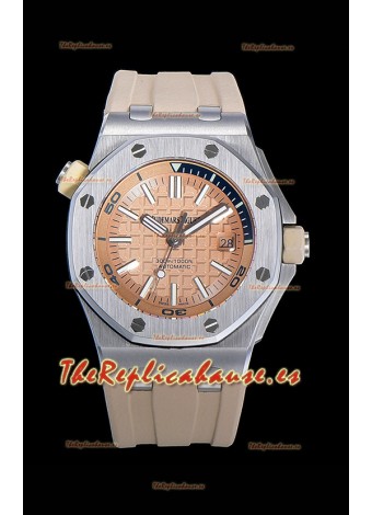 Audemars Piguet Royal Oak Reloj Réplica Suizo de Buzo Diver Dial de Acero 904L color Rosado Claro 1:1 Movimiento Calidad Quality 3120
