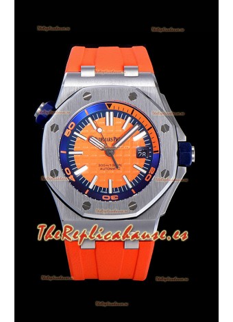 Audemars Piguet Royal Oak Reloj Réplica Suizo de Buzo Dial Naranja de Acero 904L 1:1 Movimiento Calidad 3120