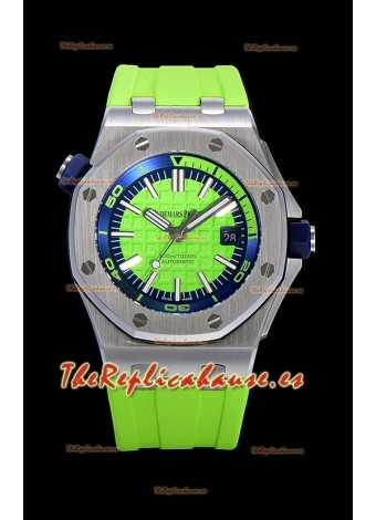 Audemars Piguet Royal Oak Reloj Réplica Suizo de Buzo Dial Verde Lima de Acero 904L 1:1 Movimiento Calidad 3120 