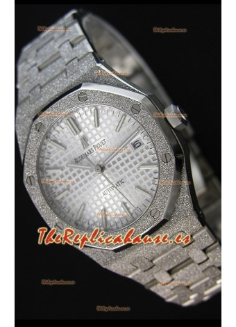 Audemars Piguet Royal Oak Frosted Reloj Réplica a Espejo 1:1 Oro Blanco de Cuerda Automática Dial Blanco