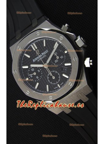 Audemars Piguet Royal Oak Reloj Réplica Suizo Cronógrafo Dial Negro Correa de Goma