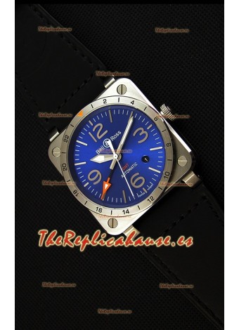 Bell & Ross BR03-93 GMT Reloj Réplica Suizo de Acero a espejo 1:1 Edición 42MM Dial Azul