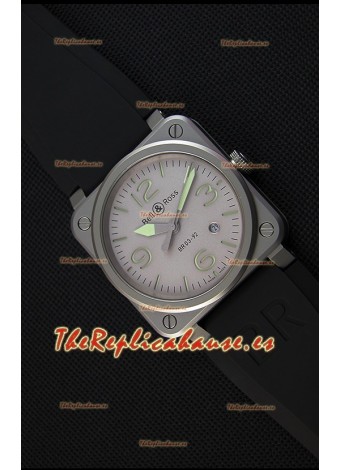 Bell & Ross BR03-92 Horolum Reloj Réplica Suizo a Espejo 1:1 Dial Gris Correa de Goma