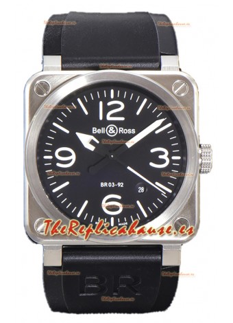 Bell and Ross BR03-92 Dial Negro Acero 904L Reloj Réplica Suiza 