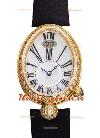 Breguet Reine De Naples Ladies Oro Amarillo Tela Negra Reloj Réplica Suizo Edición 1:1
