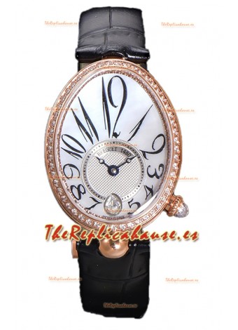 Breguet Reine De Naples Ladies Oro Rosado Piel Negra Reloj Réplica Suizo Edición 1:1