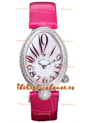 Breguet Reine De Naples Ladies Reloj Réplica Suizo Edición 1:1 Acero Inoxidable Piel Rosa