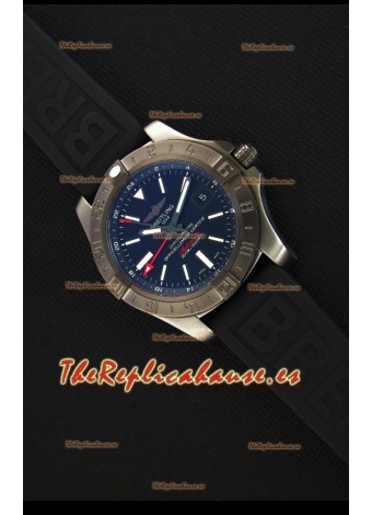 Breitling Avenger II BlackSteel GMT Reloj Réplica Suizo Correa de Goma Reloj Réplica a Espejo 1:1