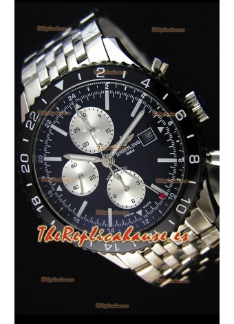 Breitling Chronoliner Reloj Réplica Suizo Correa de Malla de Acero color Negro con Dial Negro