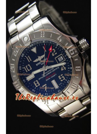 Breitling Avenger II GMT Reloj Réplica Suizo con Dial Negro Steel Strap Réplica a Espejo 1:1 Version