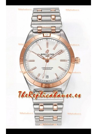Breitling Chronomat 36MM 2 Tone Caja Oro Rosado Reloj Réplica Espejo 1:1 Dial Blanco