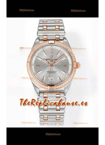 Breitling Chronomat 36MM 2 Tone Caja Oro Rosado Reloj Réplica Espejo 1:1 Dial Acero
