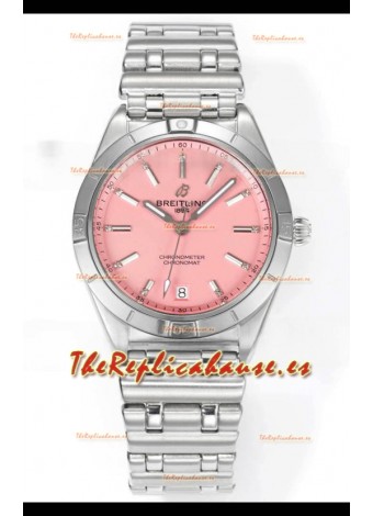Breitling Chronomat 36MM Acero Inoxidable Casing Reloj Réplica Espejo 1:1 Dial Rosa