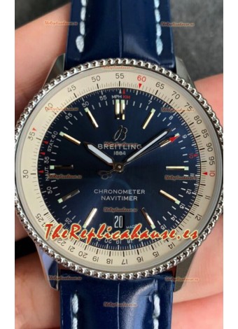 Breitling Navitimer 1 Reloj Réplica Suizo Automático en Dial Azul - Correa de Piel