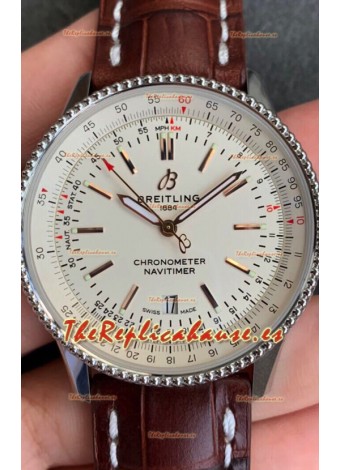 Breitling Navitimer 1 Reloj Réplica Suizo Automático en Dial Blanco - Correa de Piel Marrón