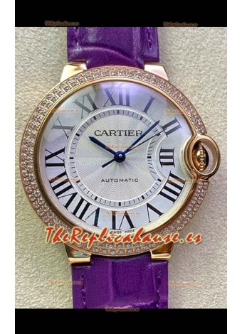 Ballon De Cartier Reloj Suizo Automático Calidad a Espejo 1:1 36MM Caja en Oro Rosado