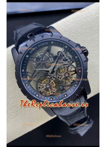 Roger Dubuis Excalibur Doble Tourbillon Reloj Réplica Suizo a Espejo 1:1 Revestimiento DLC