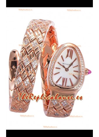 Bvlgari Edición Serpenti Reloj Caja Oro Rosado Dial Blanco en Calidad Espejo 1:1