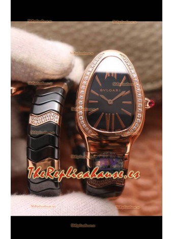 Bvlgari Edición Serpenti Reloj Réplica en Cerámica Negra Calidad a Espejo 1:1