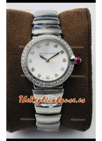 Bvlgari LVCEA Edition Reloj en Acero Inoxidable Dial Blanco - Réplica a Espejo 1:1
