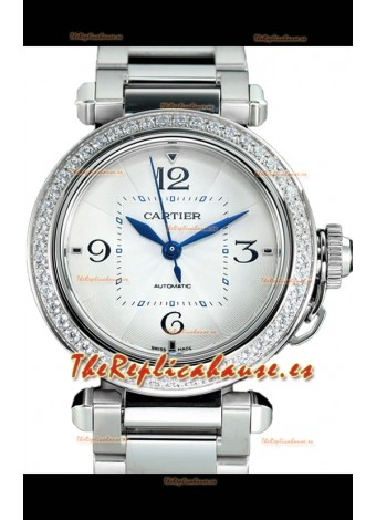 Pasha De Cartier Calidad Espejo 1:1 Reloj Automático Réplica Suiza 35MM Acero Inoxidable
